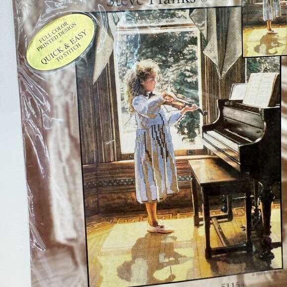 Candamar Designs Embellished Cross‎ Stitch Steve Hanks Girl Violin 51154 Vintage - Picture 6 of 10